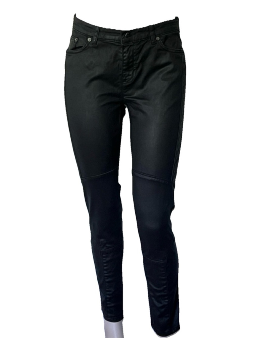 Lauren Ralph Lauren Leather Look Skinny Ankle Jeans Women’s 8 Moto Pants